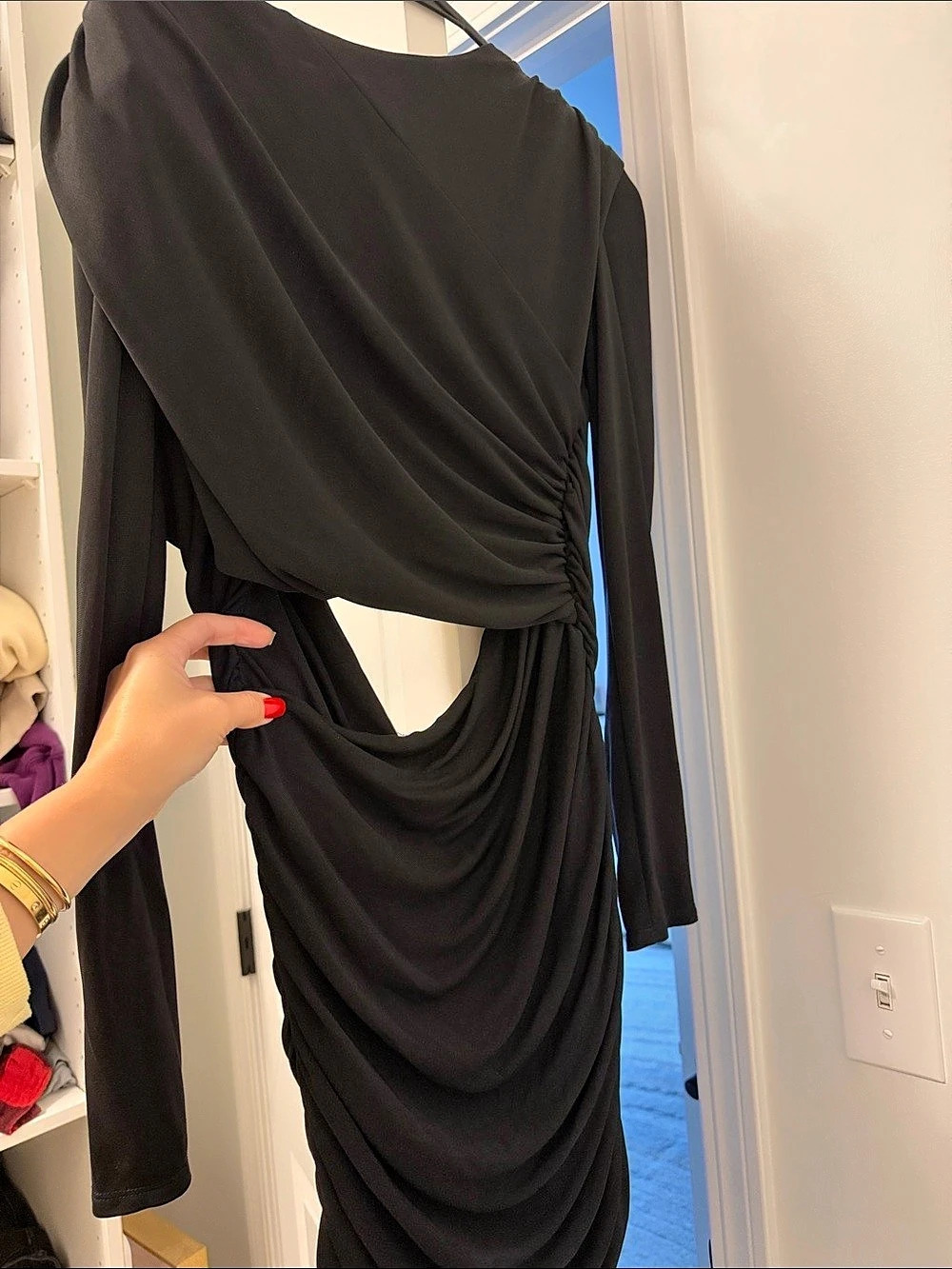 Zara Draped Black Midi Dress